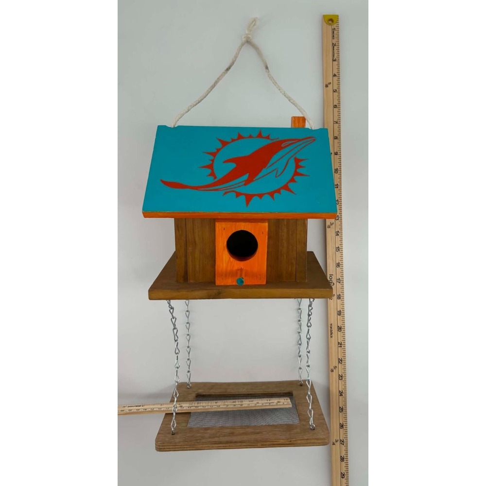 Miami Dolphins Handmade Wooden Bird House Feeder NFL Dan Marino Collectible